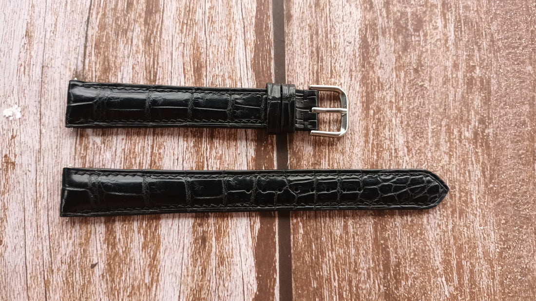 Black Full Grain Crocodile Leather Strap
