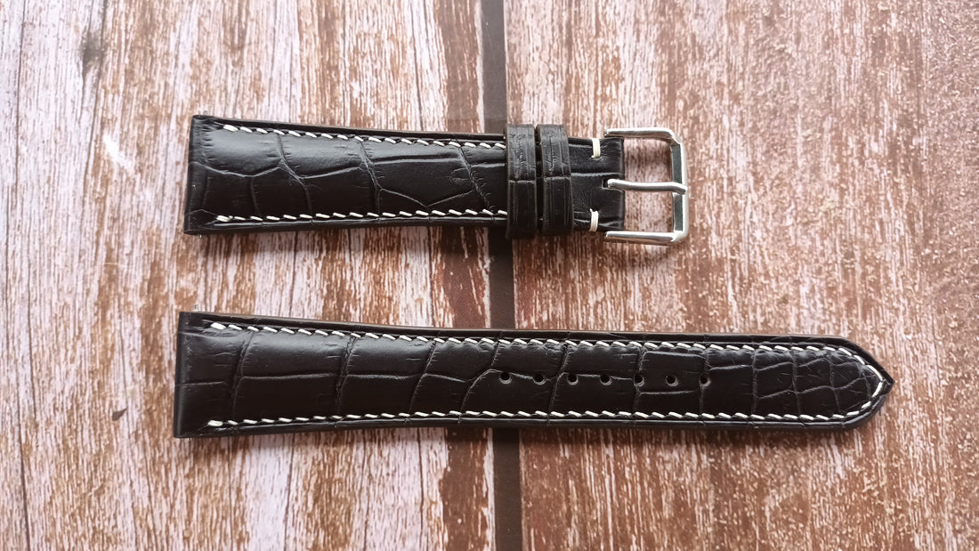 Brown Full Grain Crocodile Leather Strap For Jacques Lemans Automatic G148 Watch
