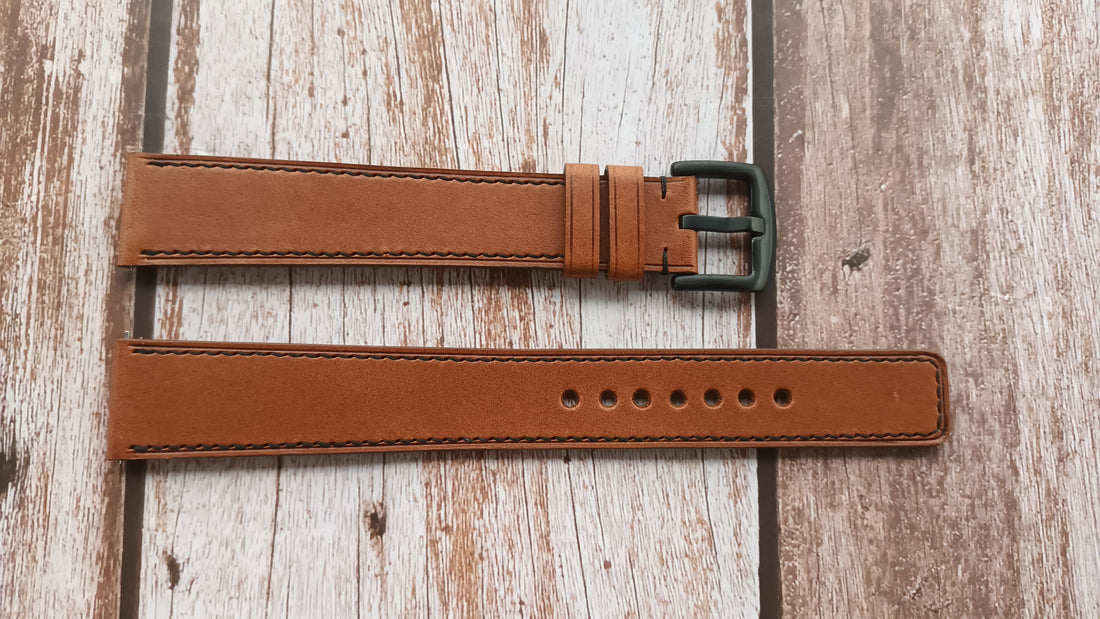 Brown Italian Veg Tanned Buttero Leather Strap For Fossil Gen 5 Watch