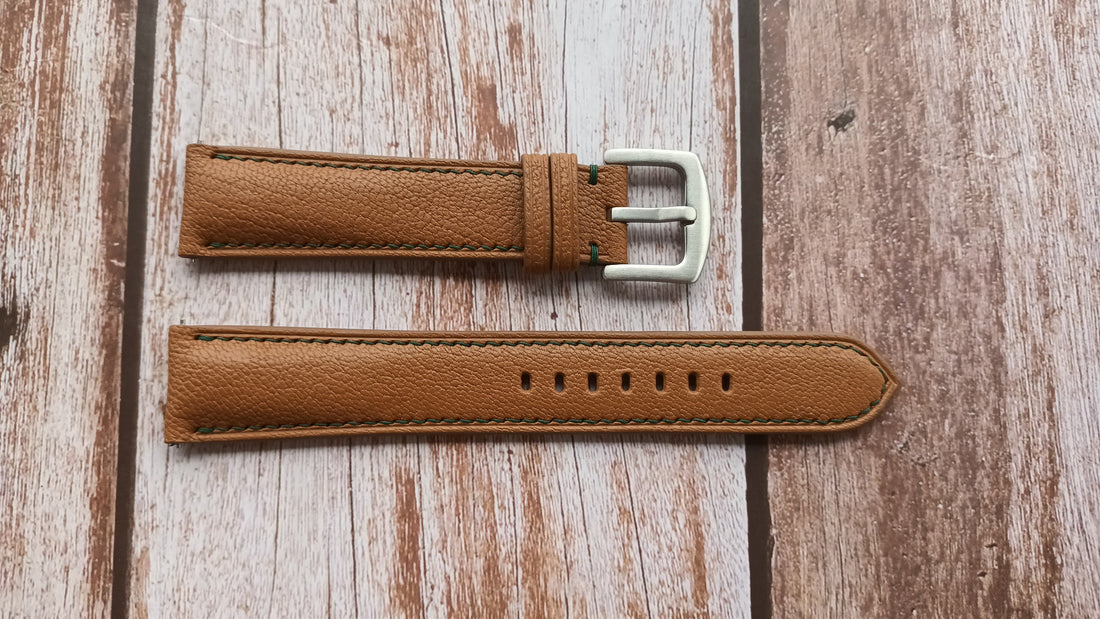 Brown Alran Goat Leather Strap For Longines Legend Diver (bronze) Watch