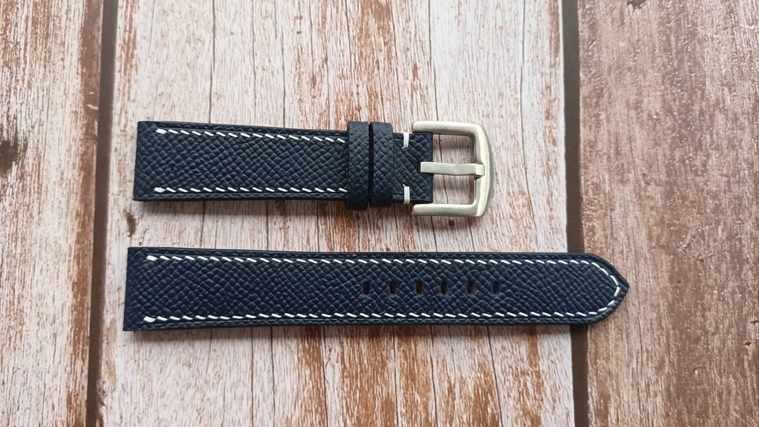 Navy Epsom Leather Strap For OMEGA CK 859 Watch