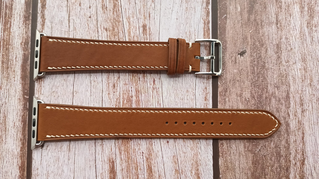 Brown Barenia Leather Strap For Apple Watch Series 5 (44mm)