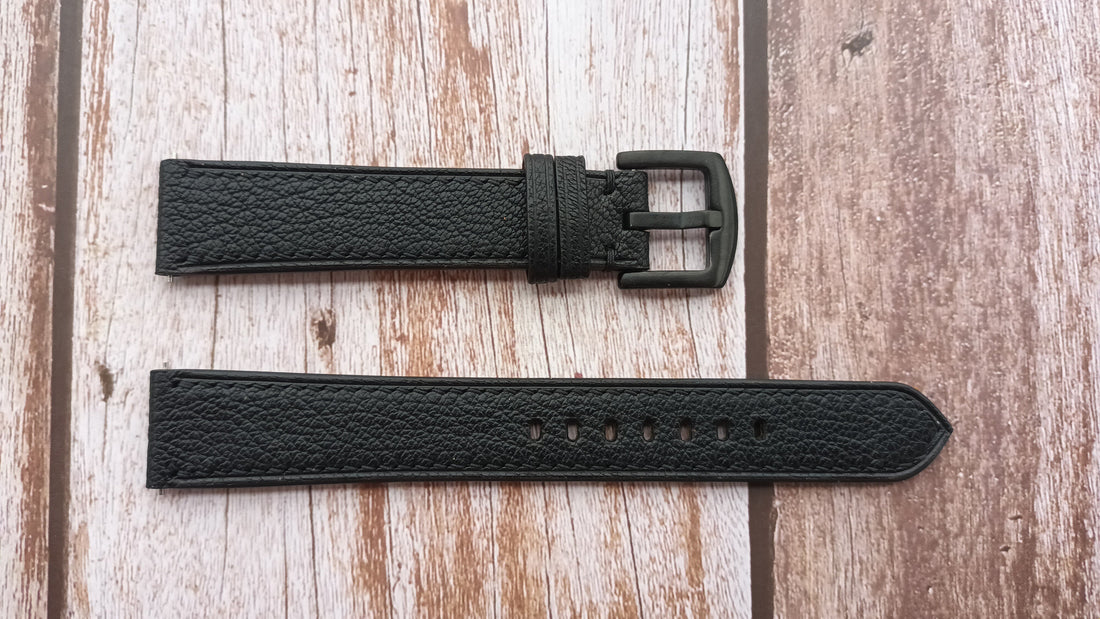 Black Alran Goat Leather Strap For Omega Seamaster Diver 300m 007 James Bond Edition Watch