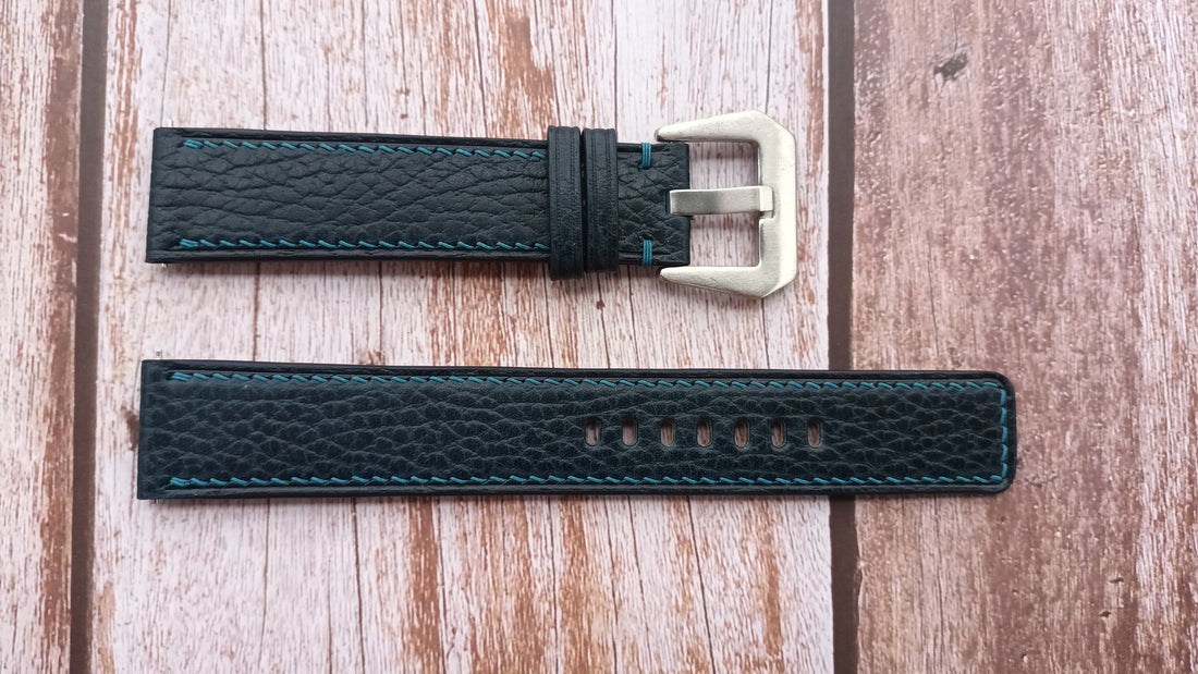 Navy Dolaro Leather Strap For Breiling Navitimer 8 41 MM Watch