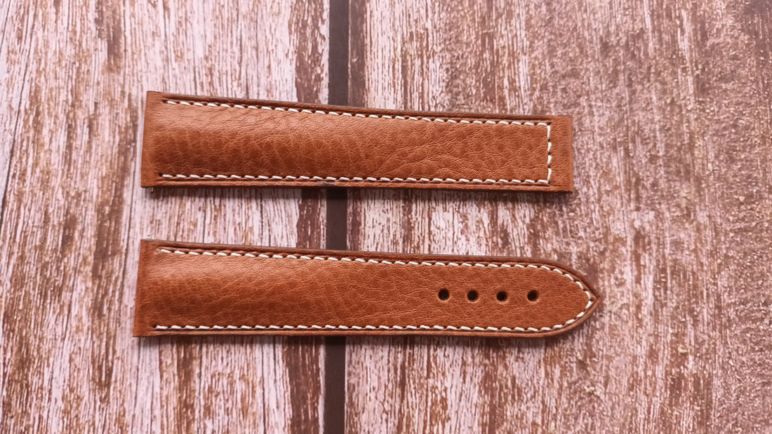 Brown Italian Veg Tanned Minerva Leather Strap For Omega Speedmaster Broad Arrow Watch