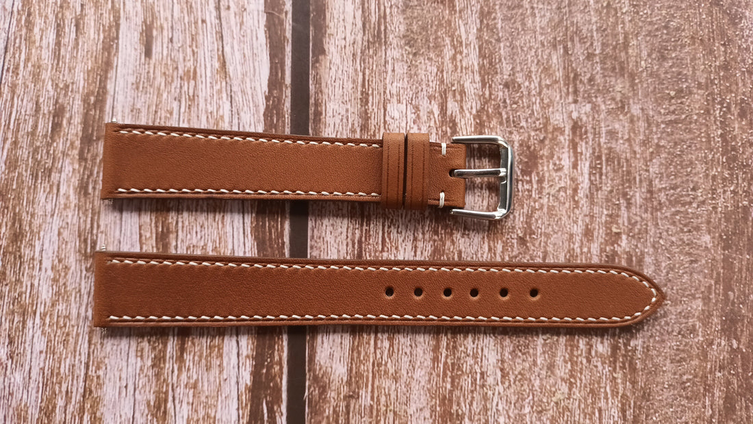 Brown Barenia Leather Strap For Movado Watch