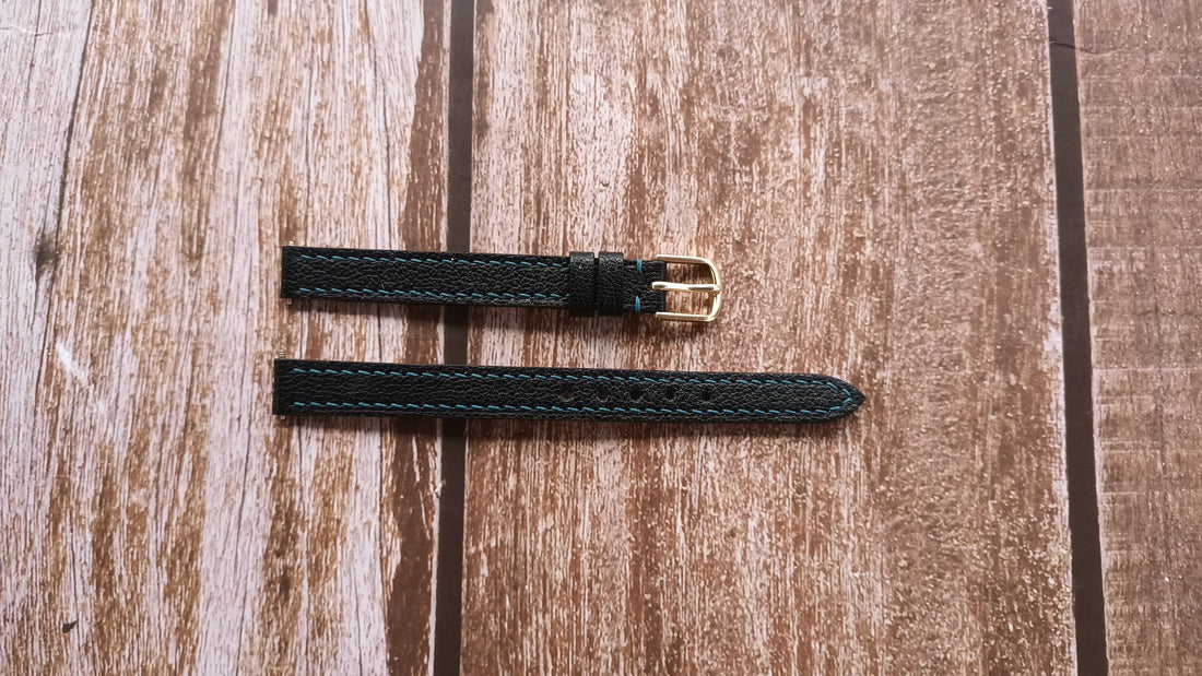 Black Alran Goat Leather Strap For Vintage Cartier Watch