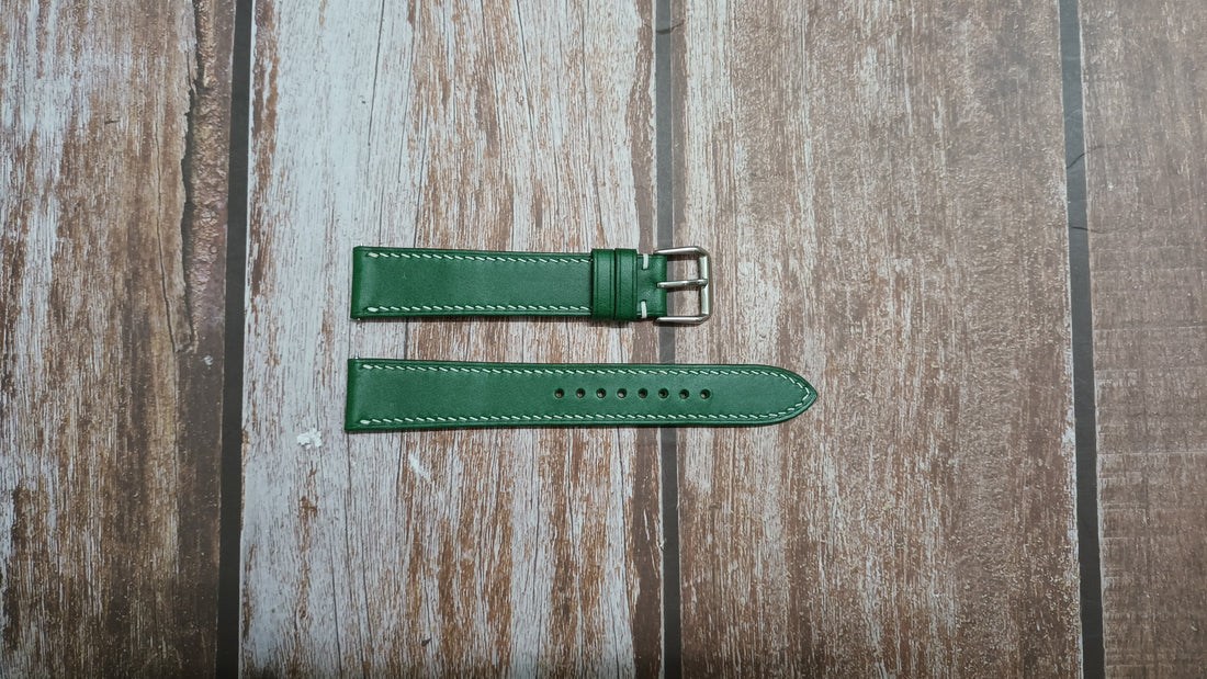 Green Italian Veg Tanned Buttero Leather Strap For Chopard British Racing Team Watch