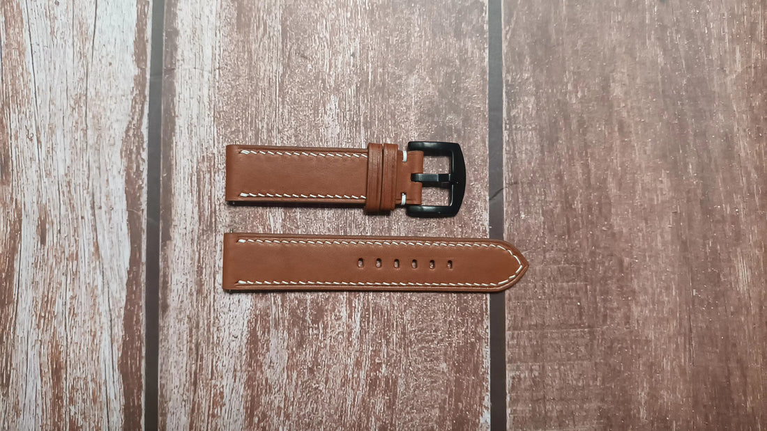 Brown Barenia Leather Strap For Garmin Watch