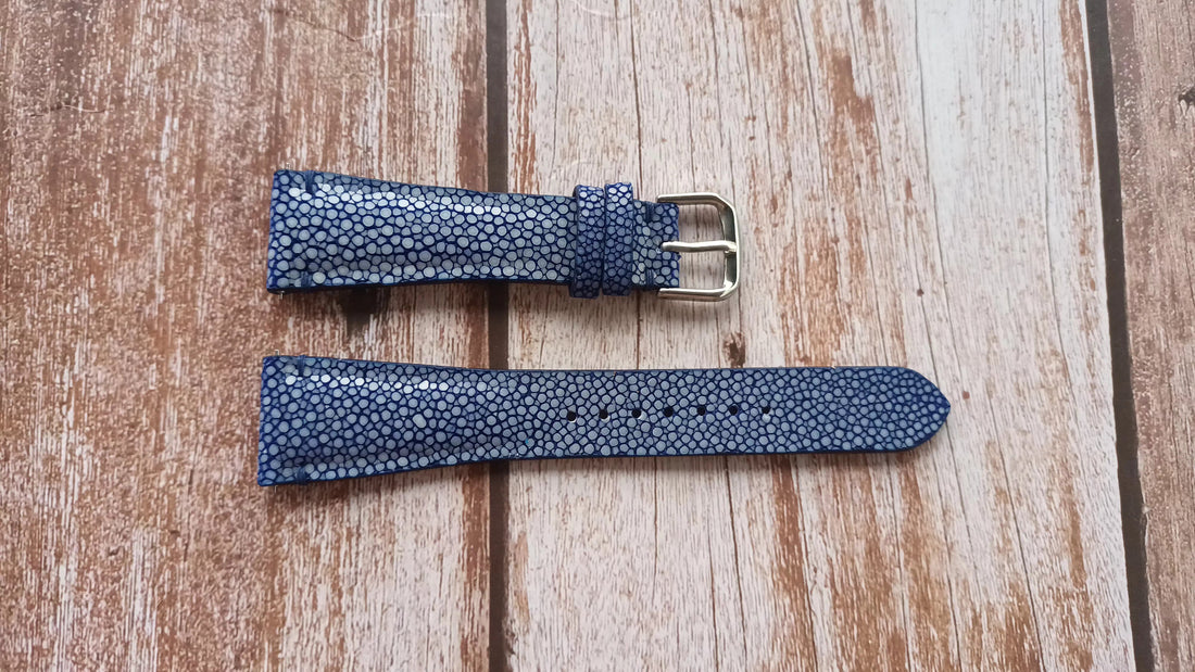 Blue Full Grain Stingray Leather Strap For Tank must xl Watch