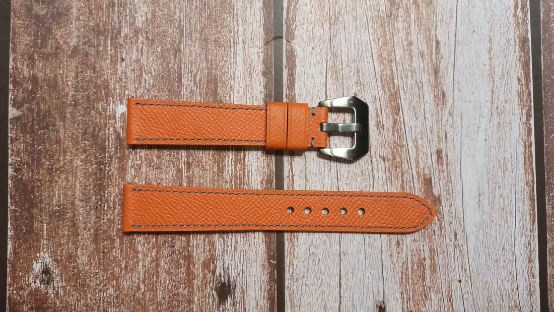 Orange Epsom Leather Strap For Hamilton Murph Khaki Watch