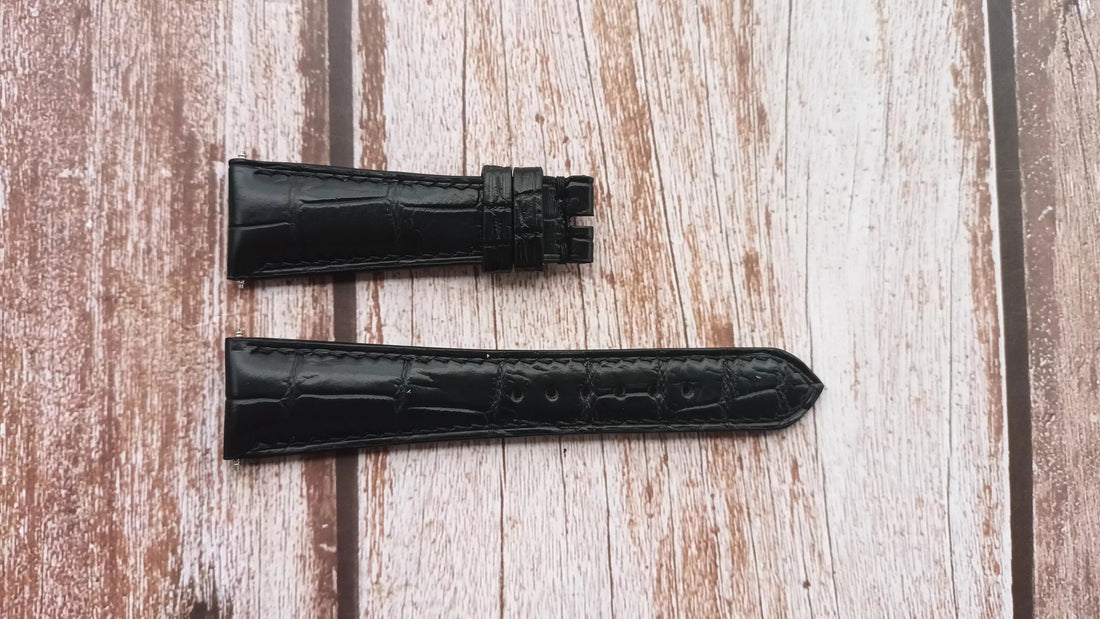 Black Full Grain Crocodile Leather Strap
