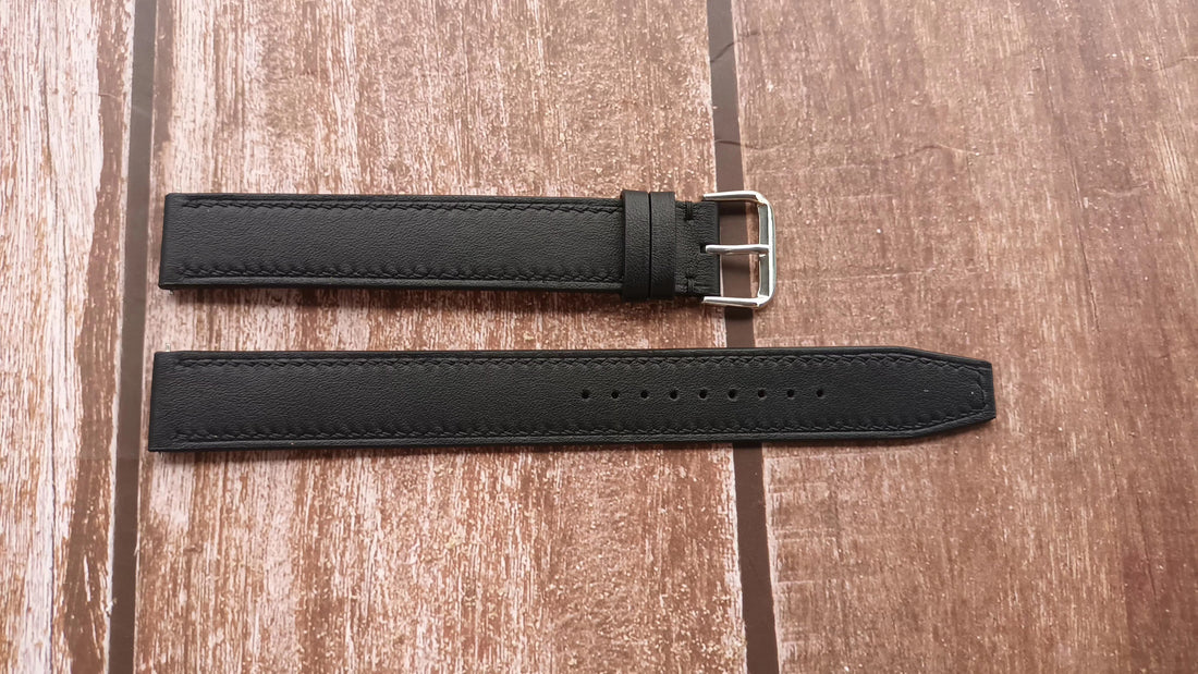 Black Swift Leather Strap For Timex Indiglo WR30M Watch