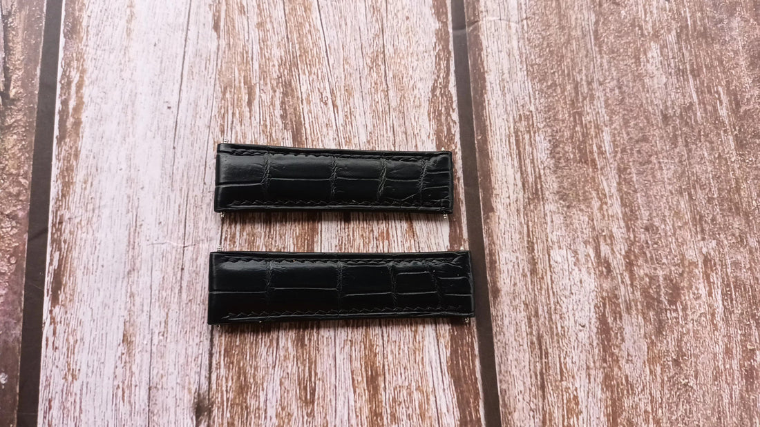 Black Full Grain Crocodile Leather Strap