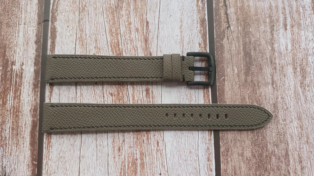 Gray Epsom Leather Strap For Timex Expedition scout 40 Watch