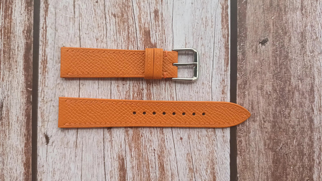 Orange Epsom Leather Strap For Ulysse Nardin 36mm case Watch