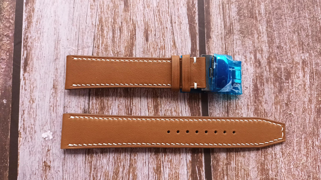 Brown Barenia Leather Strap For Hamilton Jazz master Traveler GMT 2 Watch