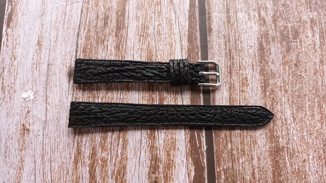 Black Full Grain Shark Skin Leather Strap For Oris 7464 BC Ladies Automatic Watch