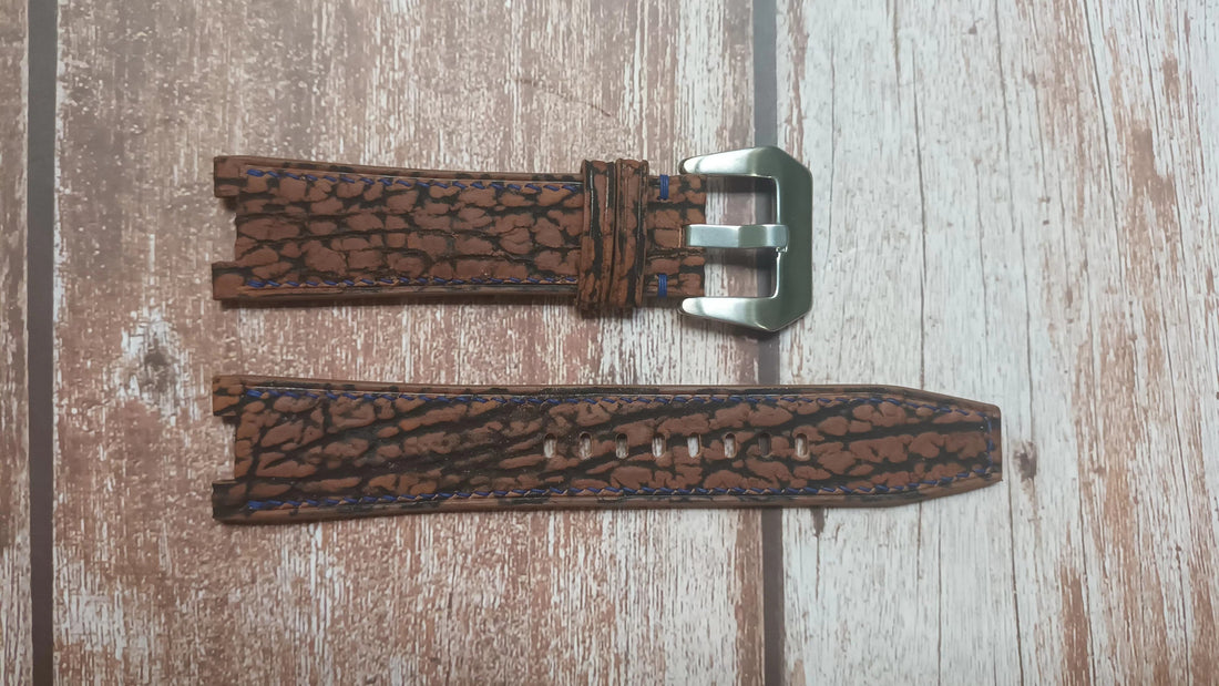 Brown Full Grain Shark Skin Leather Strap