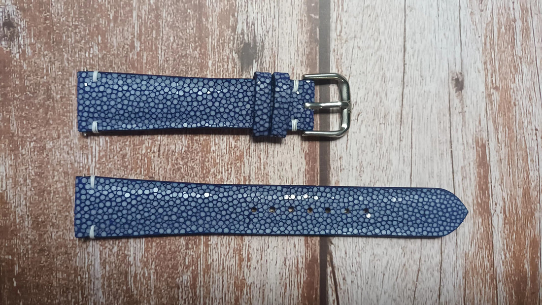Blue Full Grain Stingray Leather Strap ForLimited Edition Gevril automatic chronograph Watch