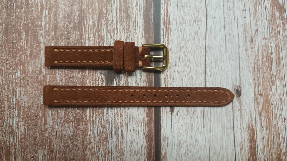 Dark Brown Suede Leather Strap For Citizen quartz 630326 Watch