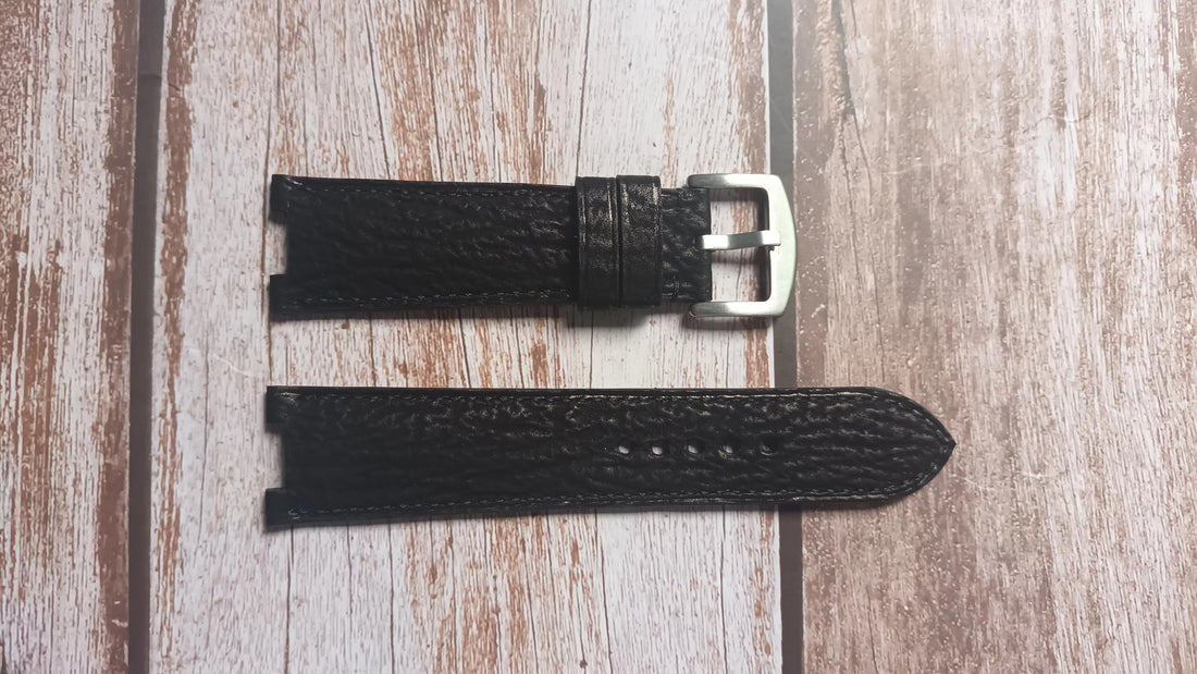 Black Shark Skin Custom Notched Strap For Le Jour coral reef Watch