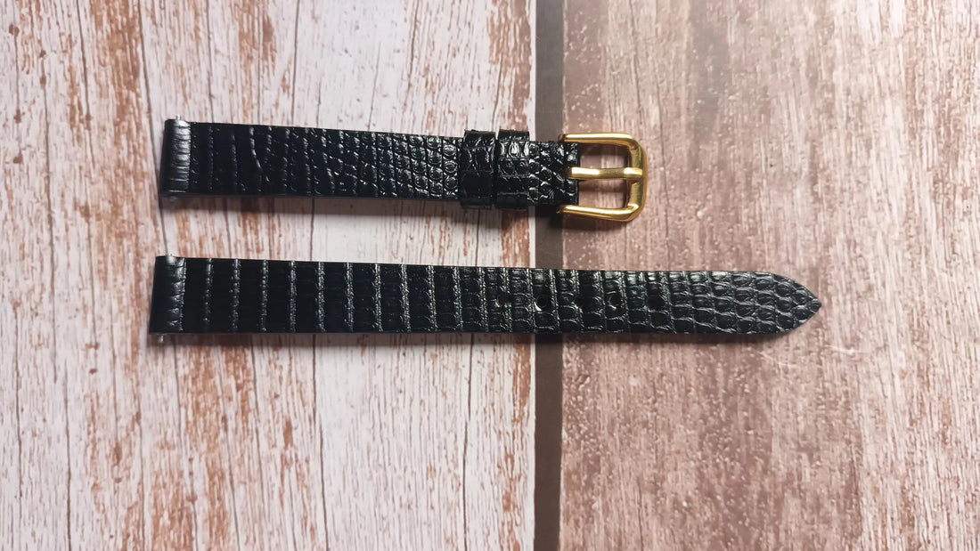 Black Full Grain Lizard Leather Strap For Tissot Watch
