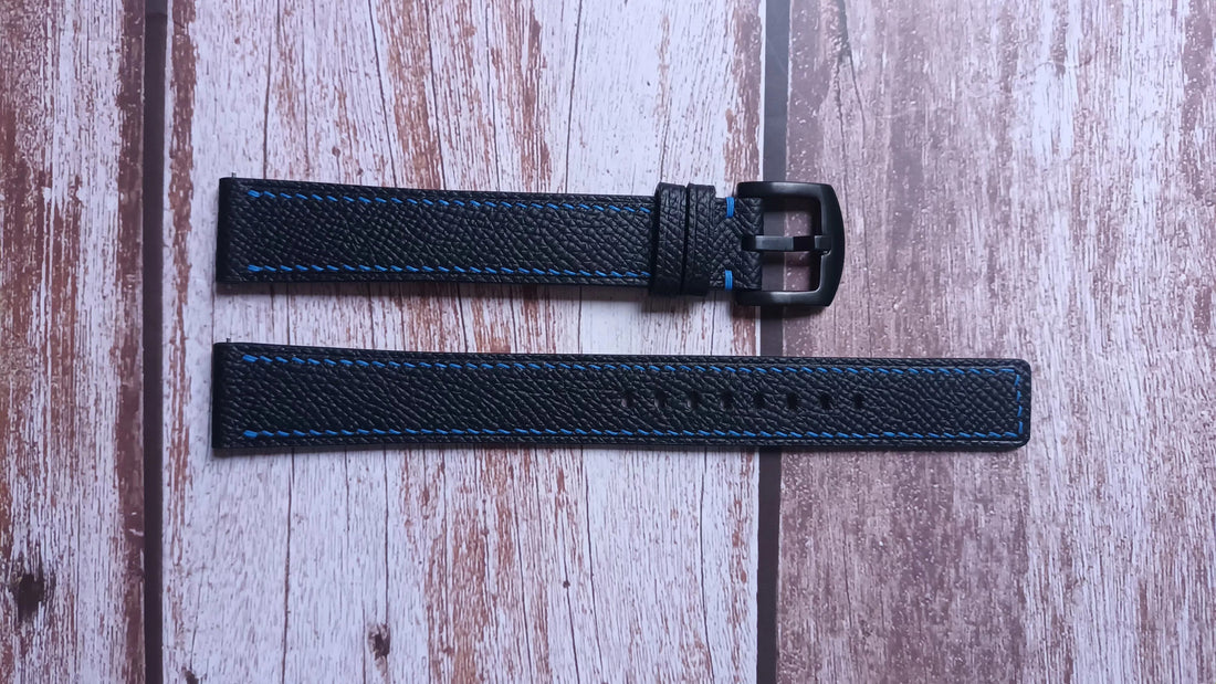 Black Epsom Leather Strap For Samsung Galaxy Watch 4 Classic 46mm