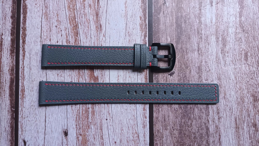 Gray Alran Goat Leather Strap For Samsung Galaxy Watch 4 Classic 46mm