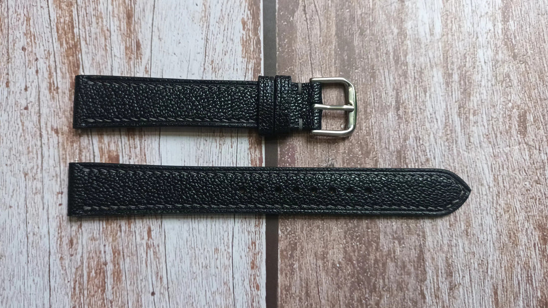 Black Alran Goat Leather Strap For IWC Cal 853 Watch