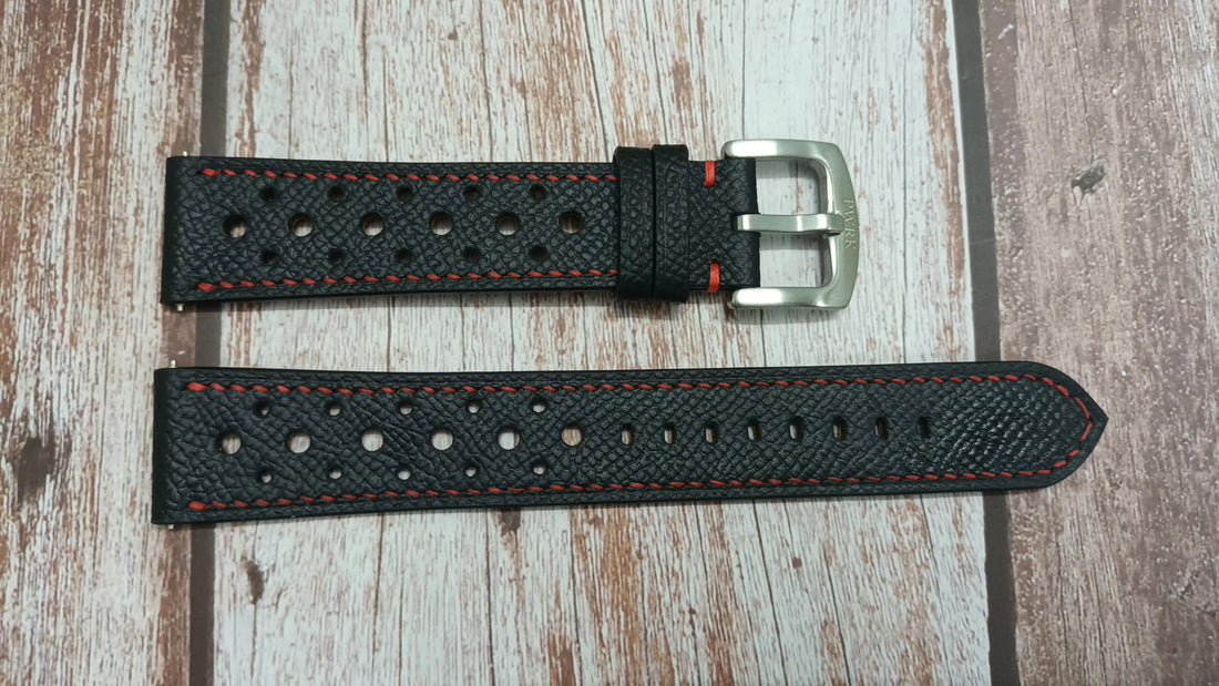 Black Epsom Leather Strap For Citizen Eco-Drive Calendrier Quartz Men's Watch