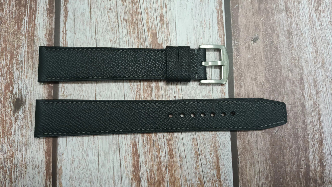 Black Epsom Leather Strap For Men's Luminox Pacific Diver Stainless Steel Dive Watch 3121