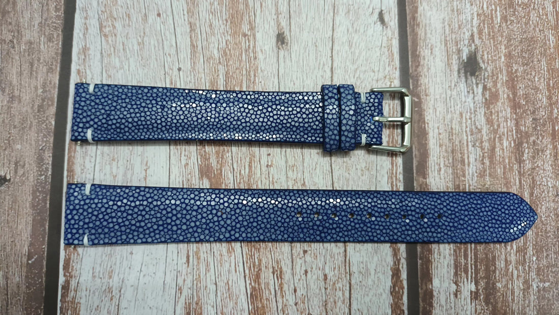 Blue Full Grain Stingray Leather Strap For Seiko sxk007 Watch
