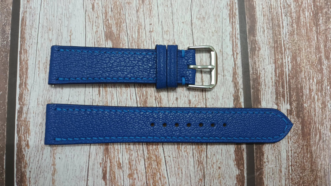 Blue Alran Goat Leather Strap For Seiko sarb033 Watch