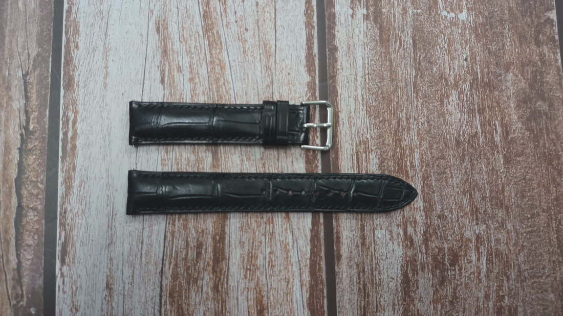 Black Full Grain Crocodile Leather Strap For Grand Seiko Heritage Hi-beat Watch
