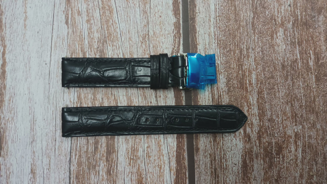 Black Full Grain Crocodile Leather Strap For Tudor M12510-0013 Watch