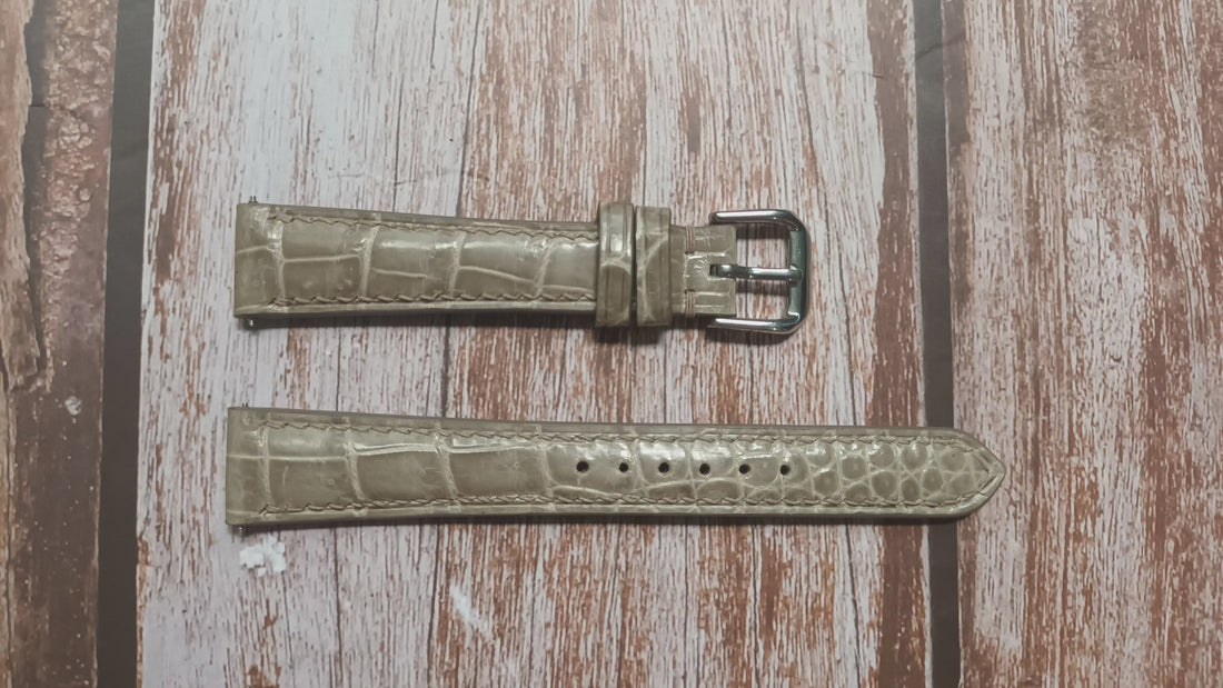 Gray Full Grain Crocodile Leather Strap For Bulova Accutron 214 Watch