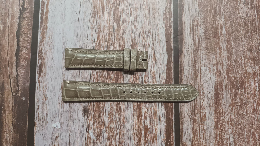 Gray Full Grain Crocodile Leather Strap For Frank Muller 2852 Watch