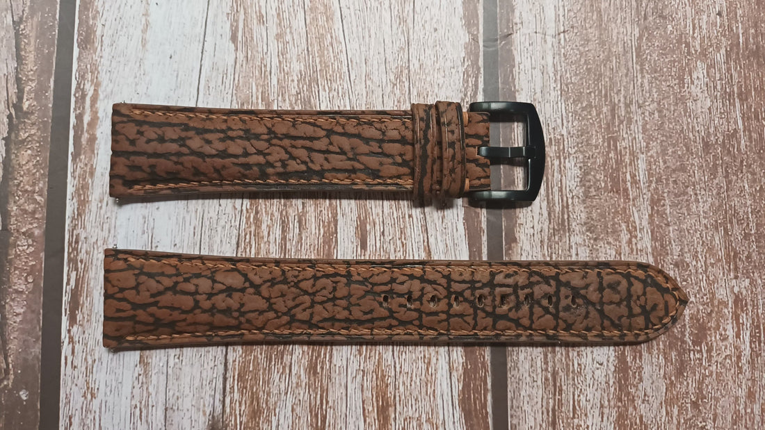 Brown Full Grain Shark Skin Leather Strap For Citizen Watch