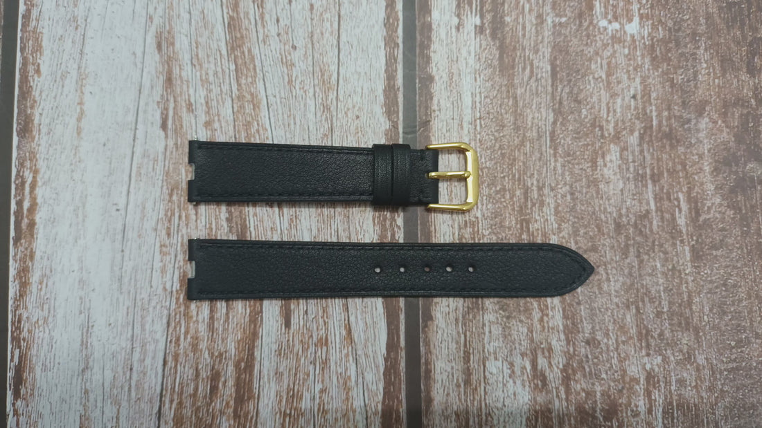 Black Swift Leather Strap For Patek Philippe Golden Ellipse Watch