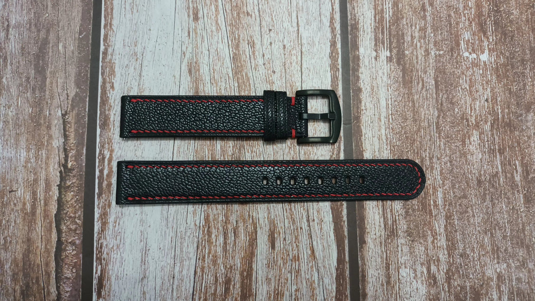 Black Alran Goat Leather Strap For Sinn 104 Watch