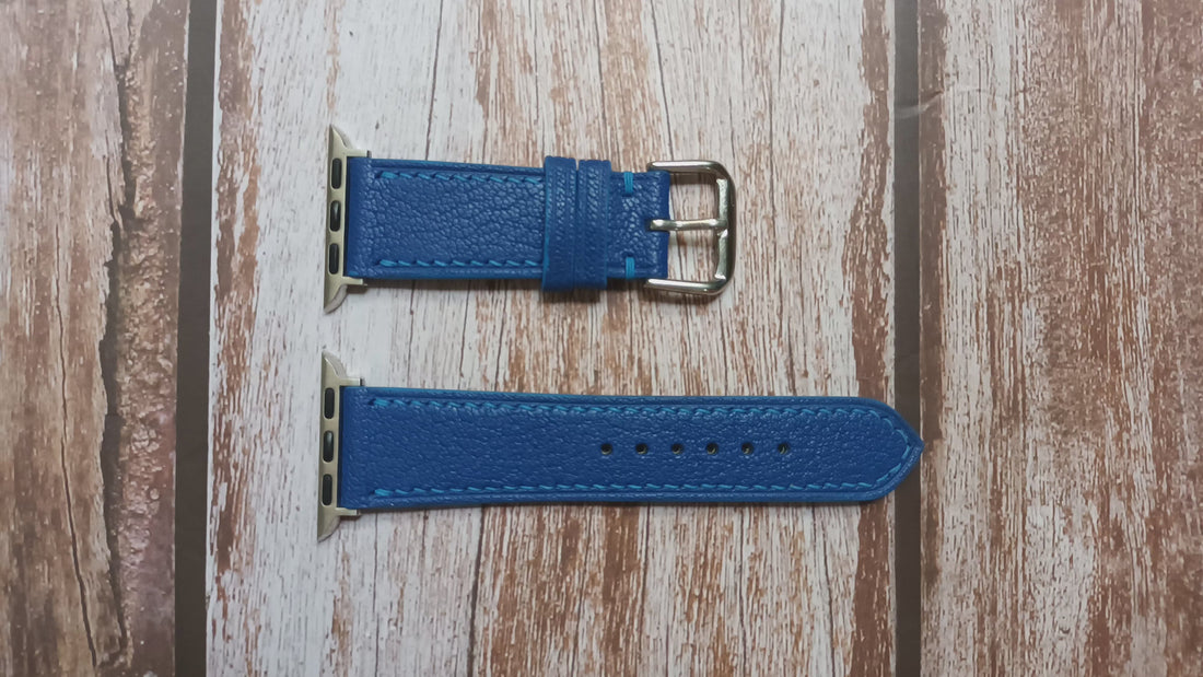 Blue Alran Goat Leather Strap For Apple Watch Series 5 (40mm)
