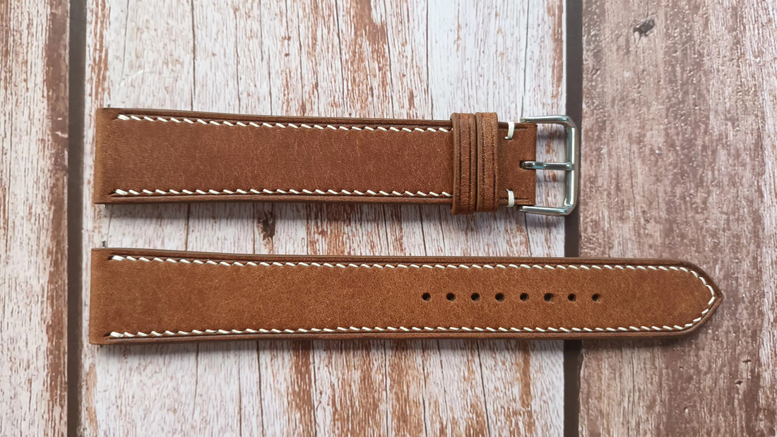 Whisky Maya Leather Strap For Hamilton JAZZMASTER CHRONO QUARTZ Quartz Watch