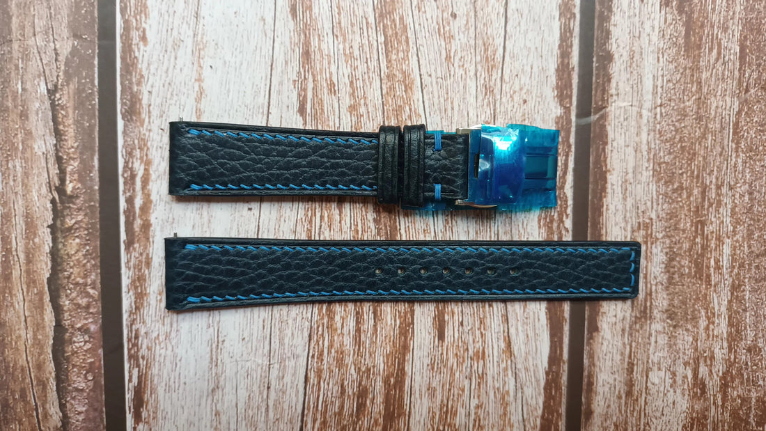 Navy Dolaro Leather Strap For Tag Heuer Carrera Calibre 6 Watch