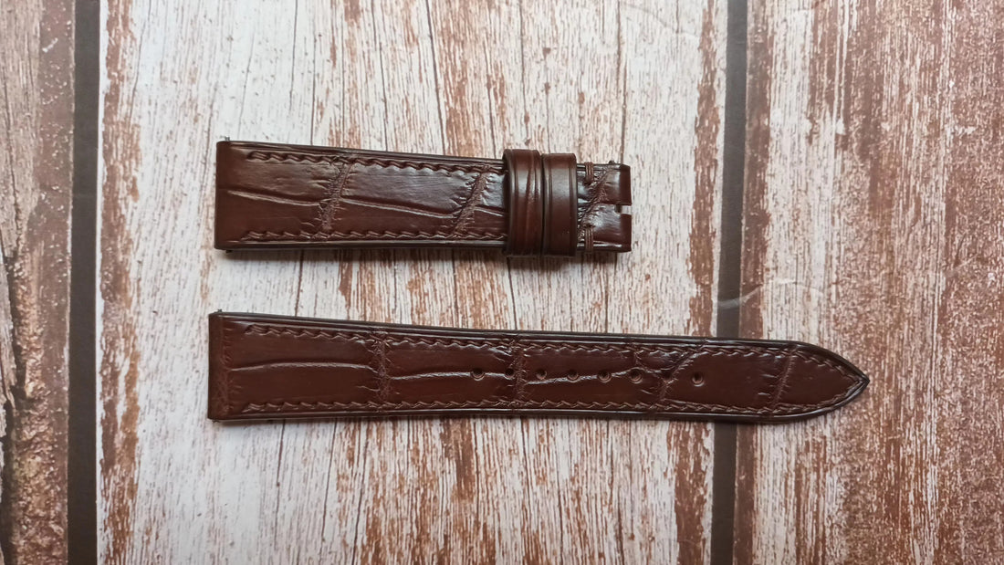 Brown Full Grain Crocodile Leather Strap For Jaeger LeCoultre Master Moon Phase Watch