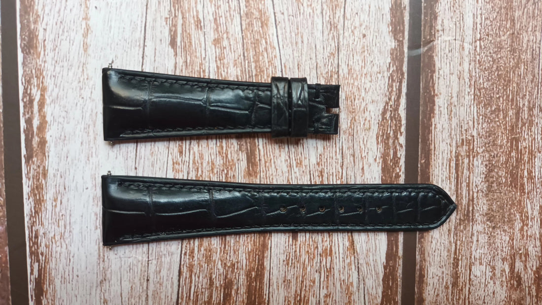 Black Full Grain Crocodile Leather Strap