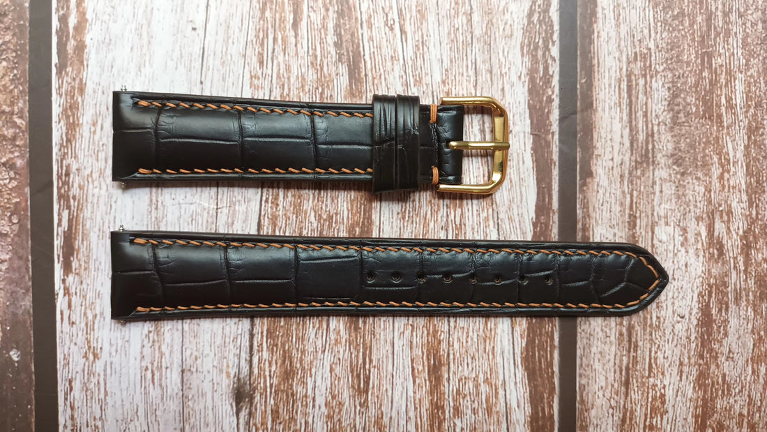 Brown Full Grain Crocodile Leather Strap For Rolex datejust 36mm Watch