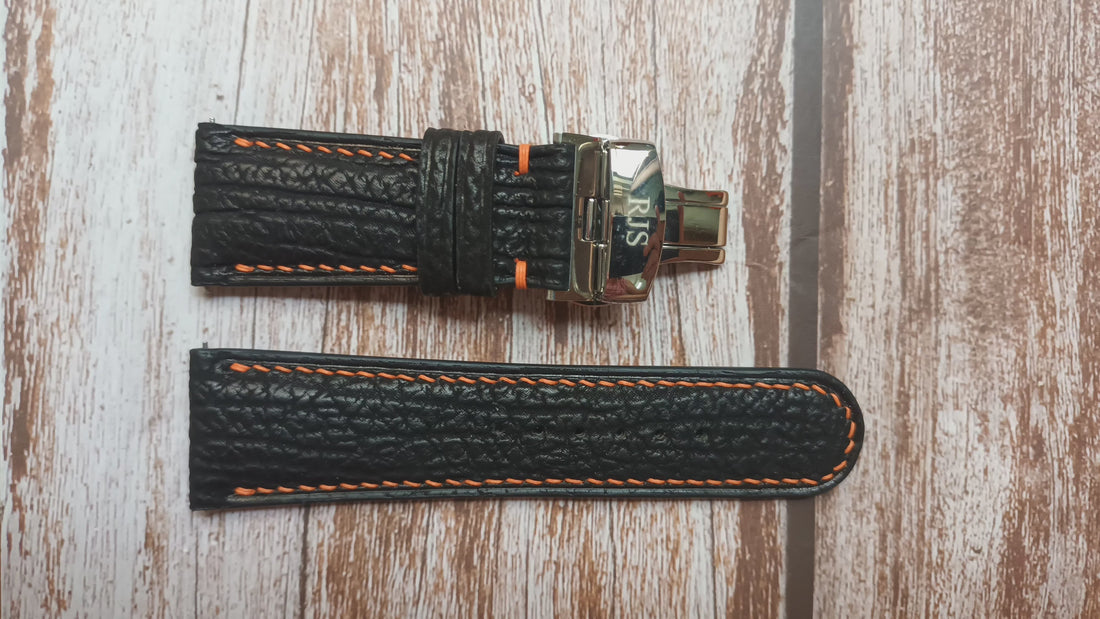 Black Full Grain Shark Skin Leather Strap Citizen Watch