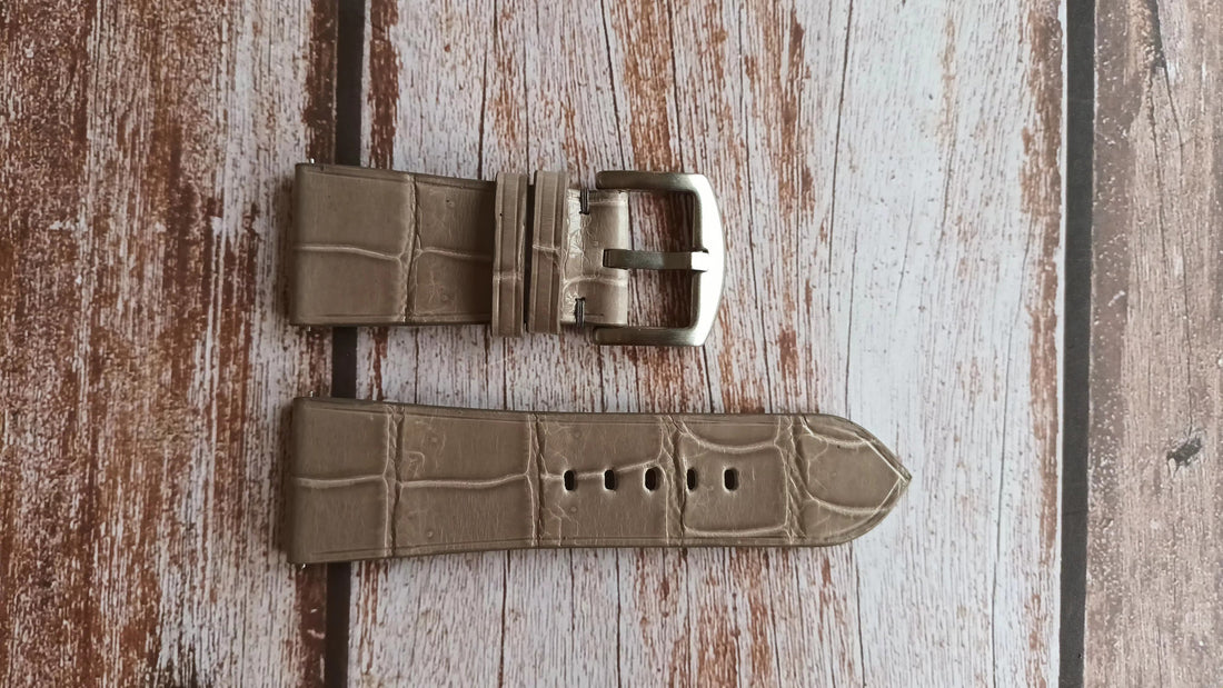 Gray Full Grain Crocodile Leather Strap