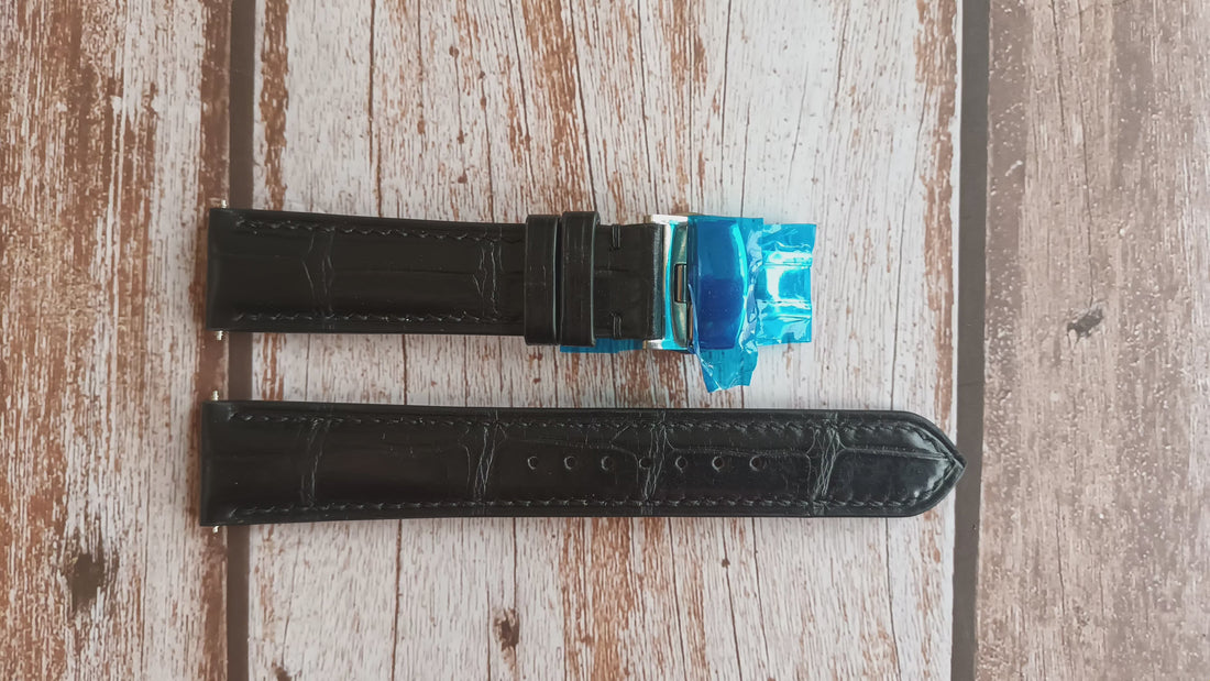 Black Full Grain Crocodile Leather Strap For Ssc813 Watch